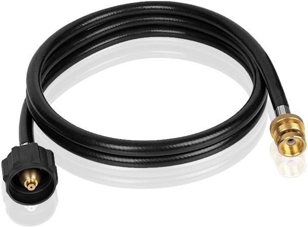 5Ft Propane Hose Adapter, Black Propane Tank Hose with Metal Connector for 1lb to 20lb Gas Tanks, Use for Outdoor Cooking, Portable Grill, Heater, Tabletop Stove, Griddle, and Camp Stove - Image 4