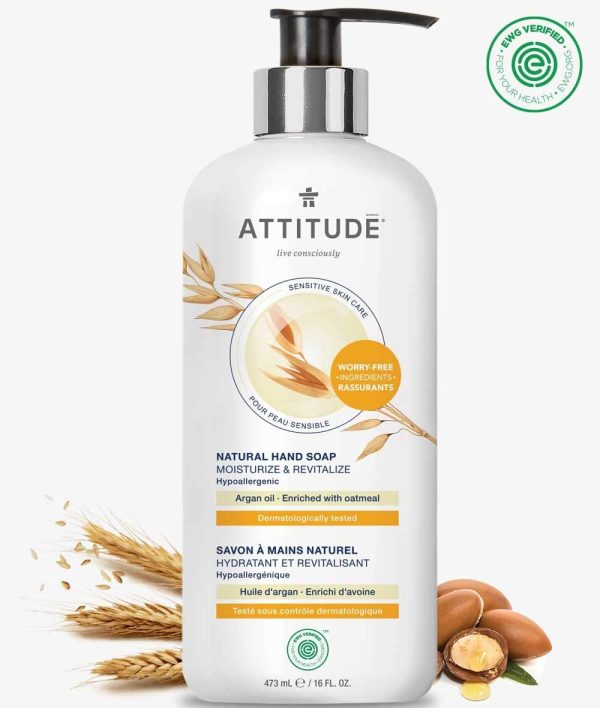 ATTITUDE Moisturizing Hand Soap for Sensitive Skin, Dermatologist-tested & Hypoallergenic, EWG Verified, Vegan & Cruelty-free Hand Wash, Argan Oil, 16 Fl. Oz. / 473 mL - Image 5