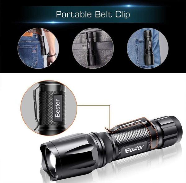 Tactical Flashlight,  High-Powered LED Flashlights, Portable, Zoomable, 5 Modes, Water Resistant, Perfect for Camping, Outdoor, Emergency (2 Pack) - Image 8