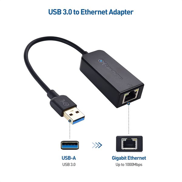 Cable Matters USB to Ethernet Adapter (USB 3.0 to Ethernet, USB 3 to Ethernet, USB to Gigabit Ethernet, USB to RJ45) Supporting 10/100/1000 Mbps Ethernet Network in Black - Image 5