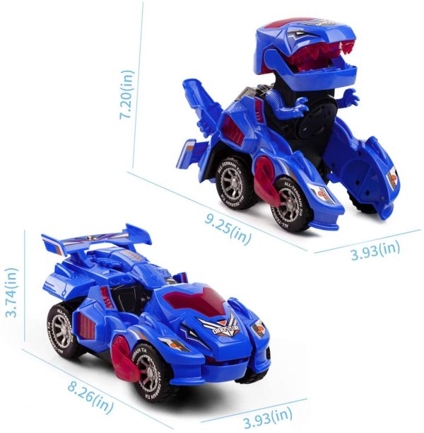 Refasy Robot Cars for Boys 3+ Year Old,Automatic Transforming Car Dinosaur Toys Deformation Car Ideal Xmas Birthdays Gifts for Kids Age 5-7 Transforming Robot Vehicle Car Boys Toys Blue - Image 2