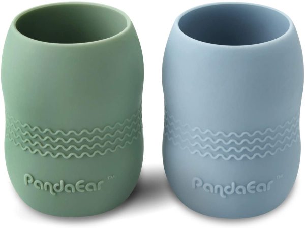 (2 Pack) 100% Tiny Silicone Drinking Training Cup for Baby and Toddler (Blue/Green)