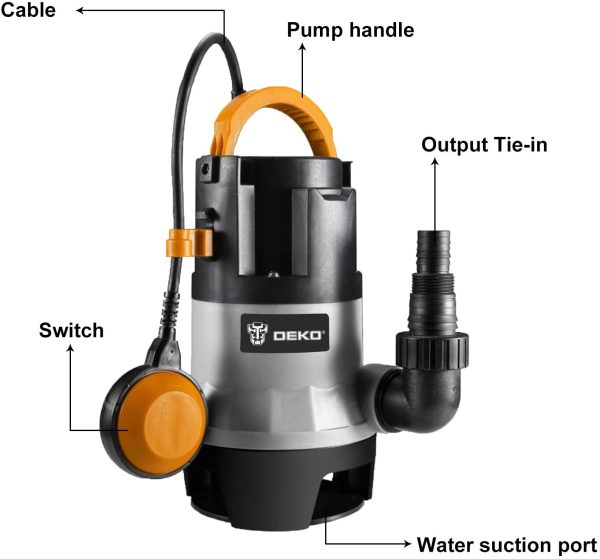 1/2HP 400W Sump Pump 1981GPH Submersible Pump Water Pump Long 16ft Cable and Swimming Pool Garden Tub Pond Flood Drain w/Float Switc - Image 2