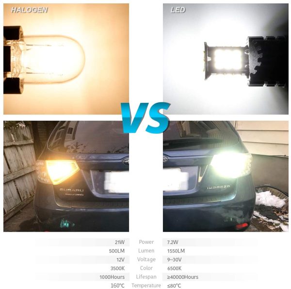 2019 Newest,7440 led reverse lights, 2 X 1550 Lumens Extremely Bright 7440 T20 3030 24-EX Chipsets LED Bulbs Used For Backup Reverse Lights, Xenon White - Image 4