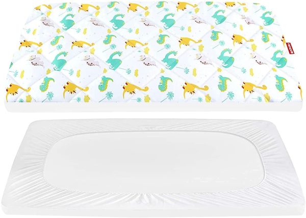 Pack n Play Mattress Protector Dinosaur, Toddler and Baby Mini Crib Mattress Pad Cover, Soft, Breathable, 39"??27"??5" Fitted Graco Play Yards, Foldable Mattresses, Portable Mini Cribs - Image 5