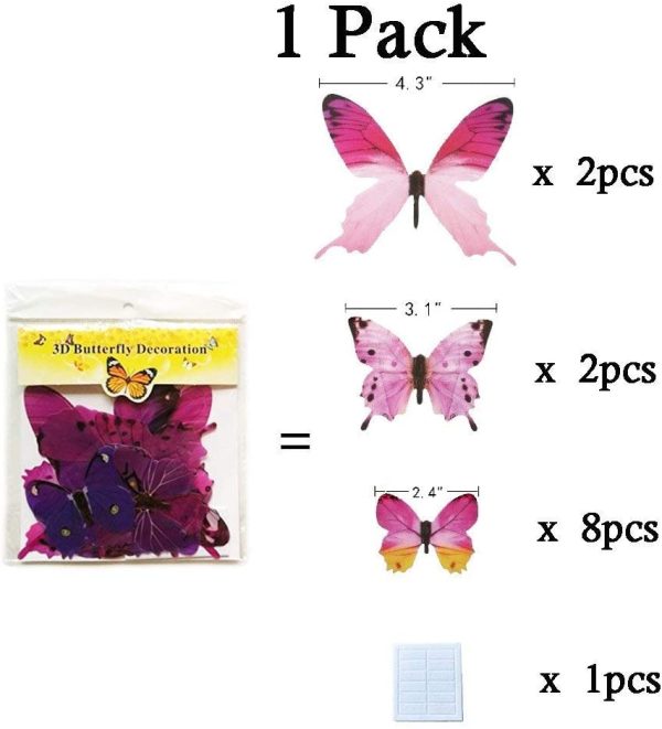 Momiji 60 x PCS 3D Colorful Butterfly Wall Stickers DIY Art Decor Crafts for Nursery Room Classroom Offices Kids Bedroom - Image 4