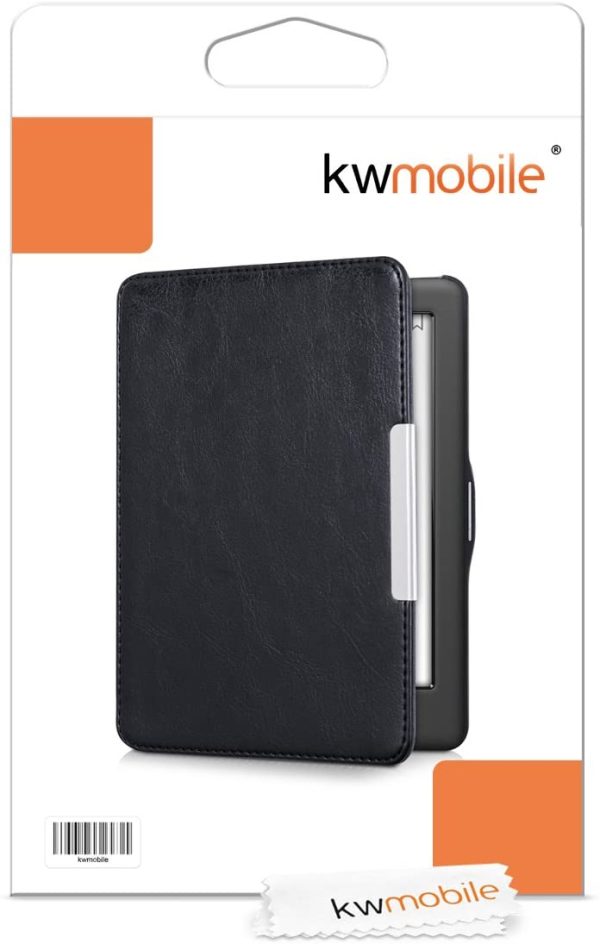 kwmobile Case Compatible with Kobo Glo HD/Touch 2.0 - Book Style PU Leather e-Reader Cover Folio Case - Black - Image 4