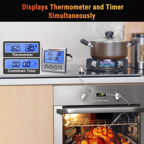 ThermoPro TP-17 Dual Probe Digital Cooking Meat Thermometer Large LCD Backlight Food Grill Thermometer with Timer Mode for Smoker Kitchen Oven BBQ - Image 8