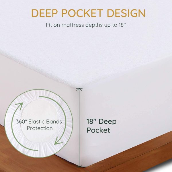 100% Waterproof Soft Mattress Protector Twin XL Size, Breathable Cooling Premium Bamboo Terry wtih Vinyl Free Noiseless TPU Fits up to 18 inch Mattress - Image 2