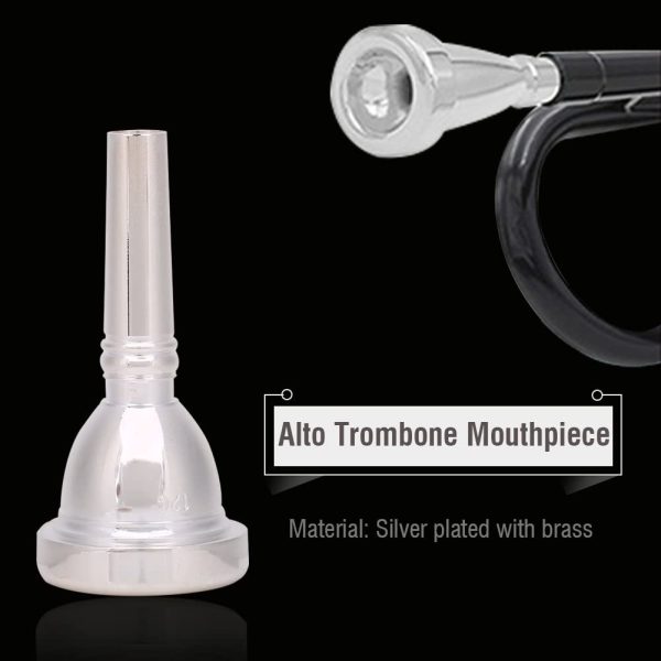 Trombone Mouthpiece, Universal Silver Plated 12C Alto Trombone Mouthpiece Instrument Replacement - Image 8