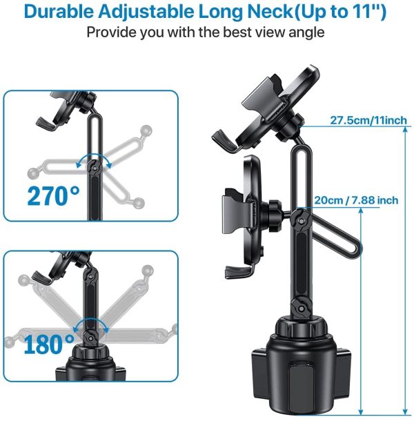 Miracase Cup Phone Holder for Car, Upgraded Adjustable Long Neck Universal Hands Free Car Cup Holder Phone Mount Cradle Compatible with iPhone, Samsung, Google and All Cell Phones - Image 6