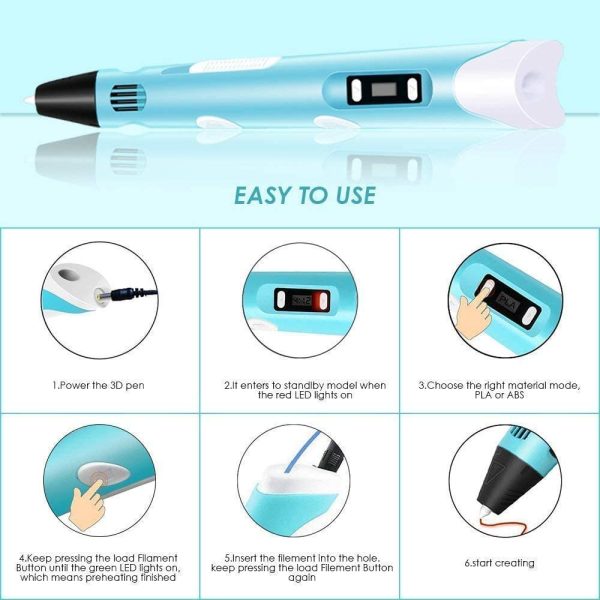 3D Pen upgrade Intelligent 3D Printing Pen with Smoother Experience 3D Art Printing Printer Pens with LCD Screen Automatic Feeding include12 Colors PLA Filament Refills,Interesting Gifts for All Ages.