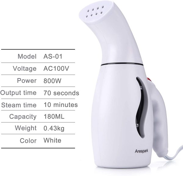 Arespark Steamer for Clothes, 110V Handheld Clothes Steamer Travel Steamer, Powerful Steamer Wrinkle Remover, Clean, Sterilize and Steamer Garment and Soft Fabric, Portable, Compact-Travel/Home