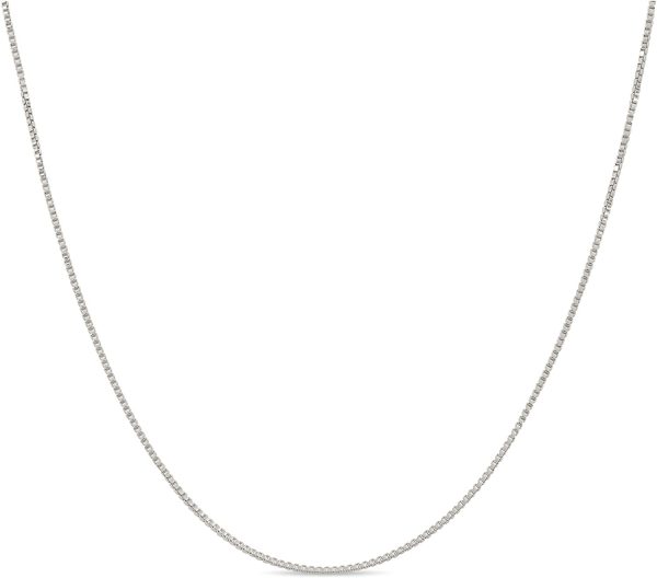 Sterling Silver Necklace - 1mm Box Chain - Hypoallergenic and Tarnish Resistant - Classic Design, Comfortable Fit By Kezef Creations