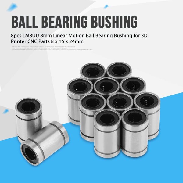 12pcs LM8UU Linear Ball Bearing, Ball Bushing Motion Bearings for 3D Printer and CNC Part 8mm Bore Dia, 15mm OD, 24mm Length - Image 4