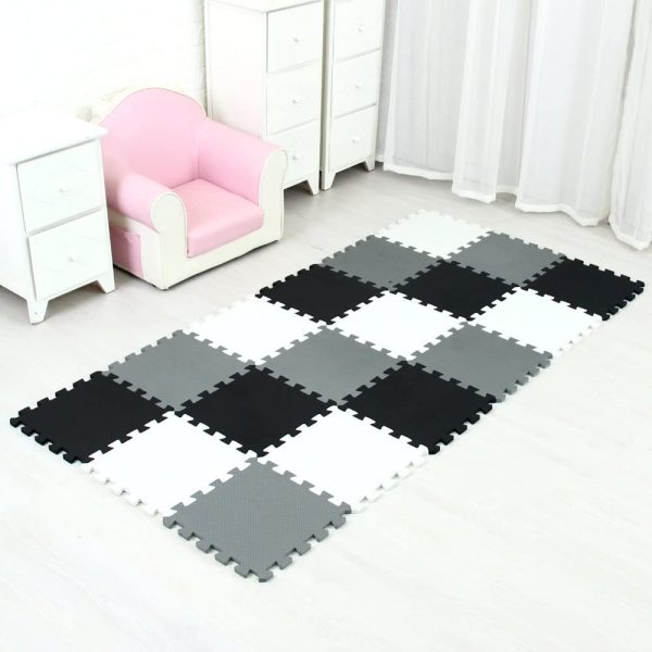 MQIAOHAM playmat foam play tiles interlocking play mat baby play mats for kids floor mats for children foam playmats jigsaw mat baby puzzle mat 18 pieces children rug crawl white black grey 101104112 - Image 7