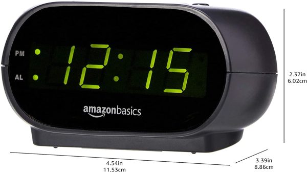 Small Digital Alarm Clock with Nightlight and Battery Backup, LED Display