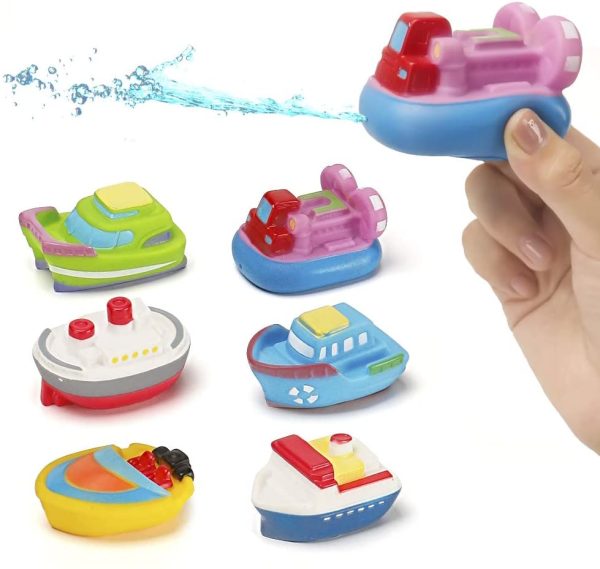 Bath Boat Toy,11 Piece Bath Boat Toy with 4 Mini Cars and 6 Boat Squirters,Floating Boat Toys for Bathtub Bathroom Pool Beach for Toddlers Boys Girls Kids - Image 7