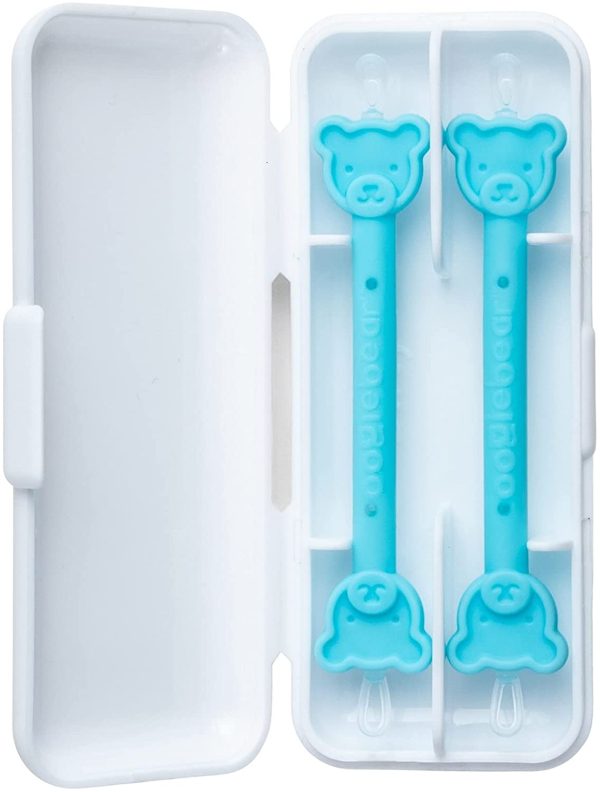 oogiebear Two Pack - Patented Curved Scoop and Loop; Safe Baby Nasal Booger and Ear Cleaner - Baby Nose Cleaner Gadget for Infants and Toddlers. Dual Earwax Snot Removal - Blue with CASE - Image 9