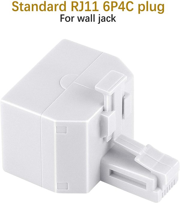 RJ11 Duplex Wall Jack Adapter Dual Phone Line Splitter Wall Jack Plug 1 to 2 Modular Converter Adapter for Office Home ADSL DSL Fax Model Cordless Phone System, White(2 Packs) - Image 5