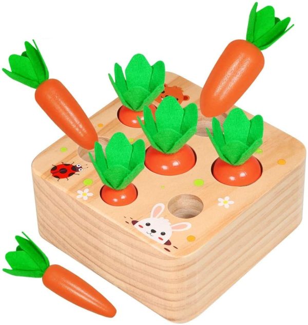 M-Aimee Educational Wooden Toys for Toddlers, Carrots Harvest Shape Size Sorting Game, Developmental Montessori Toys for 3 Year Old Boys and Girls Preschool Learning Fine Motor Skill - Image 2