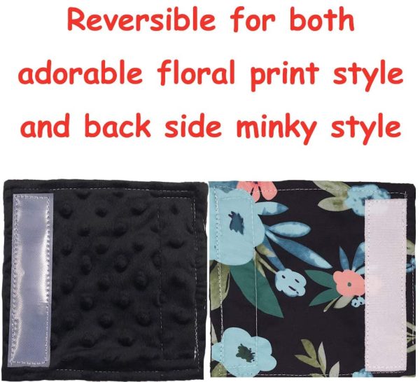 Baby Car Seat Neck Cover, Car Seat Strap Cover, Seat Belt Cushions Pads, Shoulder Strap Protectors, Reversible Pram Harness Covers in Minky Floral, Baby Neck Pad Protector - Image 6