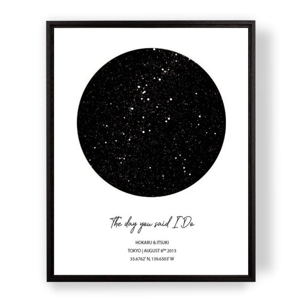 [SF Customizables] Custom Night Sky Map, Star Map Poster, Wedding Gift, Custom Star Print, Astronomy Print, Stars Print, Last Minute Gift Ideas [Framed Poster]