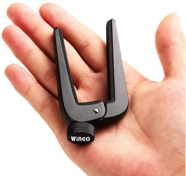 WINGO Wide Guitar Capo Fit for 6 and 12 String Acoustic Classical Electric Guitar,Bass,Mandolin,Banjos,Ukulele All Types String Instrument, Black - Image 2