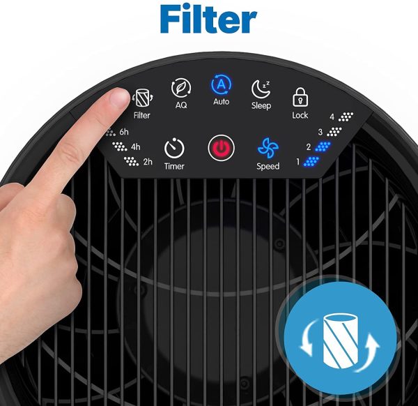 Air Purifier for Home Large Room, Auto Mode & Air Quality Light, 480 ft2 Coverage, 4 Fan Speeds 4 Timers 26dB Sleep Mode Child Lock, True HEPA Filter Removes Pollen Pet Dander Dust Smoke Odors - Image 2