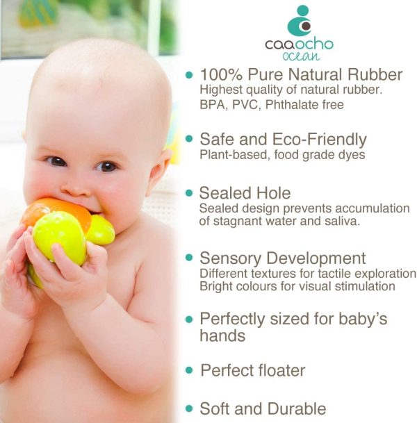 Pure Natural Rubber Baby Bath Toy - Mele The Sea Turtle - Without Holes, BPA, PVC, Phthalates Free, All Natural, Textured for Sensory Play, Sealed Bath Rubber Toy, Hole Free Bathtub Toy for Babies - Image 6