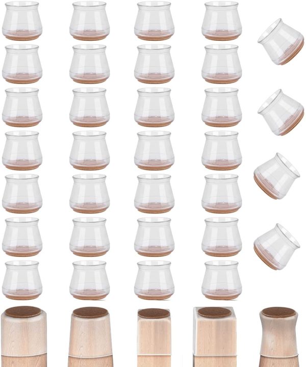 Chair Leg Floor Protectors,  Furniture Sliders for Hardwood Floors, Silicone Chair Leg Protectors for Protecting Floors from Scratches and Noise, Transparent - Large/32PCS - Image 2