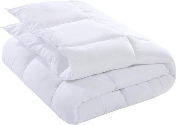 Comforter Duvet Insert - Quilted Comforter with Corner Tabs - Box Stitched Down Alternative Comforter (Twin XL, White) - Image 3