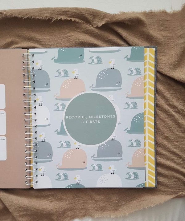 Peachly Minimalist Baby Memory Book | Baby First Year Keepsake for Milestones | Baby Books First Year Memory Book | Simple Baby Scrapbook for Boy or Girl Milestones | 60 Pages Grey Linen Scandi - Image 6