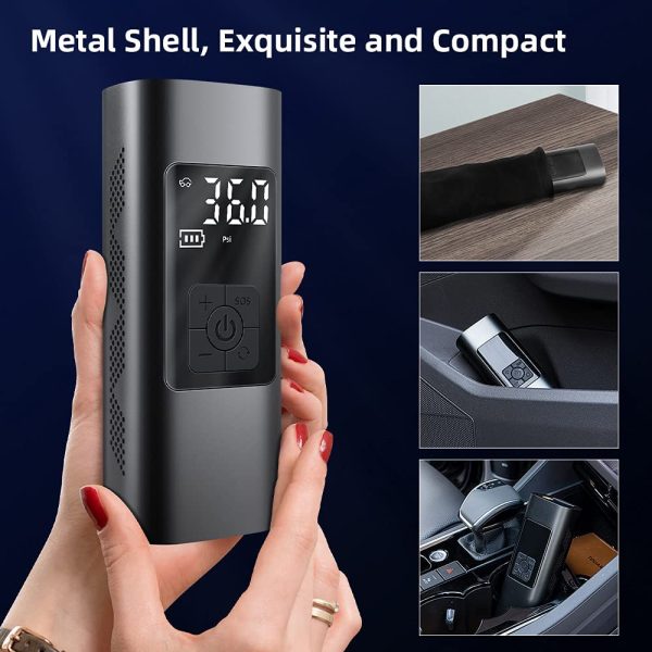 ??2021 Newest??6000mAh Electric Air Pump Compressor Portable , 150PSI Portable Air Compressor Tire Inflator Bike Tire Pump with Pressure Gauge Cordless Rechargeable Air Pump for Car Tires Bike Motorcycle Ball Swim Rings