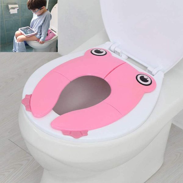 Kiislee Potty Training Seat for Boys and Girls, Foldable Travel Potty Seat Cover, Portable Toilet Training Seats for Toddlers, Babies and Kids (Pink) - Image 4