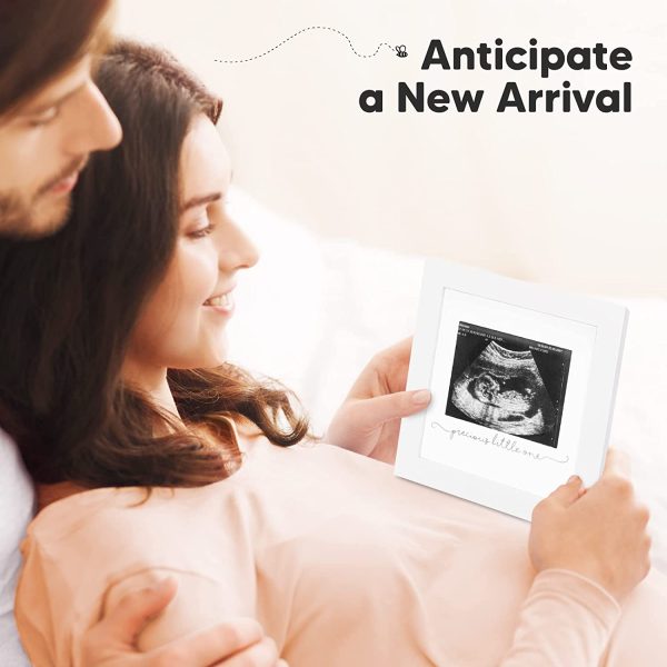 Baby Sonogram Picture Frame - Modern Ultrasound Frame for Mom to Be - Pregnancy Announcement Sonogram Photo Frames - Gender Reveal for Expecting Parents - First Time Dad Gifts (Alpine White) - Image 2