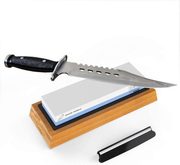 Premium Sharpening Stone- 2 Side Whetstone 1000/6000 - Knife Sharpening Stone- Nonslip Bamboo Base, Angle Guide & eBook - Image 3