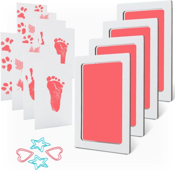 MengNi Baby Footprint and Handprint Ink Pad Kits Pet Paw Print Ink Kits 4 Packs Mediun Size