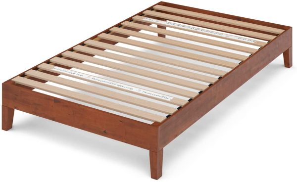 Zinus AZ-SWPBB-12T 12 Inch Deluxe Wood Platform Bed / No Boxspring Needed / Wood Slat support / Cherry Finish, Twin - Image 6