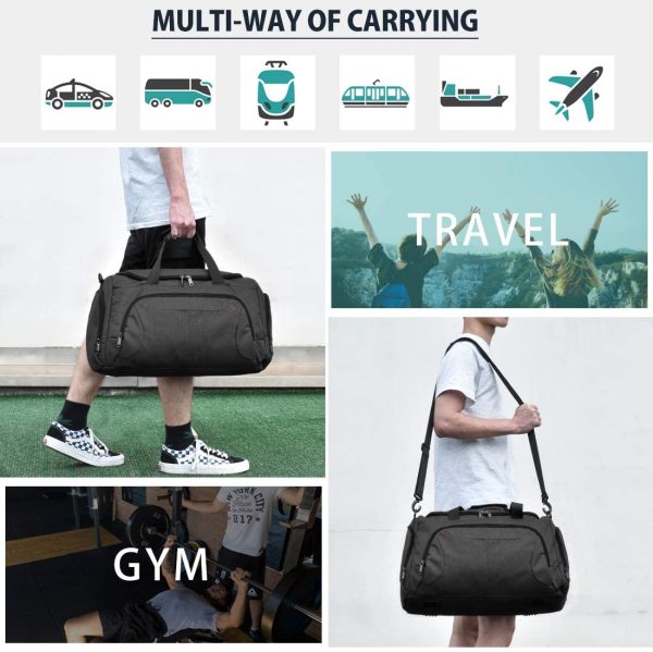 Gym Duffle Bag Waterproof Large Sports Bags Travel Duffel Bags with Shoes Compartment Weekender Overnight Bag Men Women 40L - Image 7