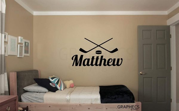 Personalized Hockey Stick Decal - Choose your NAME Custom Player Vinyl Decal Sticker Decor Kids Bedroom - Image 3