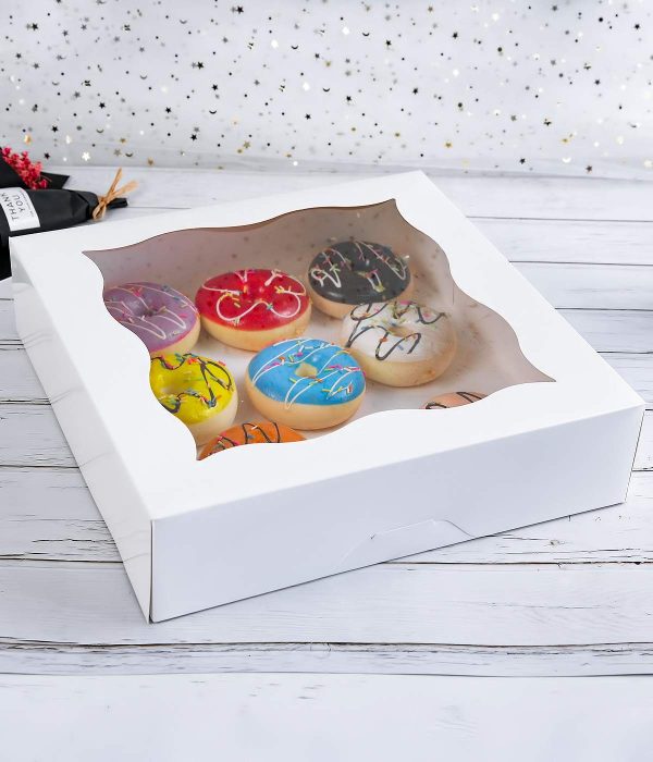 15-Pack 10"x10"x3"White Bakery Boxes with PVC Window for Pie and Cookies Boxes Medium Natural Craft Paper Box,Pack of 15 - Image 3