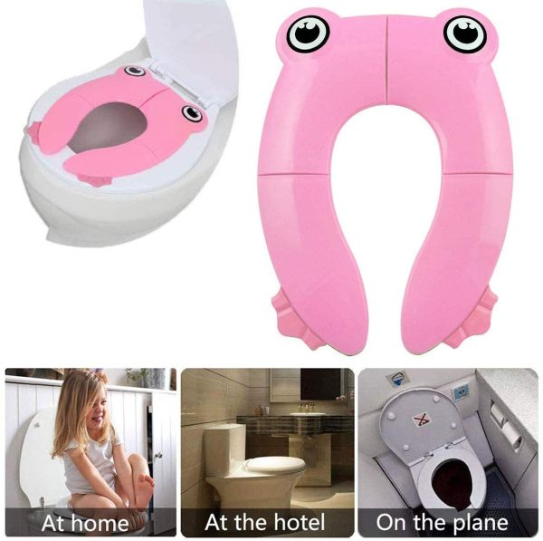 Kiislee Potty Training Seat for Boys and Girls, Foldable Travel Potty Seat Cover, Portable Toilet Training Seats for Toddlers, Babies and Kids (Pink) - Image 2