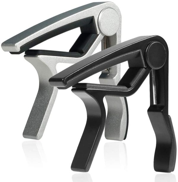 WINGO 6 String Single-handed Guitar Capo For Acoustic Electric Guitar - 2 Pack of Black and Silver - Image 7