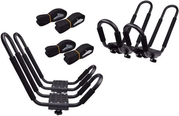 ? 2 Pairs J-Bar Rack HD Kayak Carrier Canoe Boat Surf Ski Roof Top Mount Car SUV Crossbar - Image 7