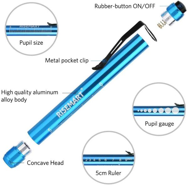 Bandage Scissors, RISEMART Trauma Shears and Pen Light with Pupil Gauge, EMT-7 1/4" Medical Shears for Nurses, EMS, Students, Emergency Room, Batteries and Clip Included - Image 7