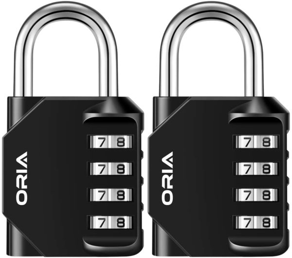 4 Digit Combination Lock, Locker Lock, Padlock Outdoor Indoor, Waterproof Design, for School, Gym Or Sports Locker, Toolbox, Hasp Cabinet (2 Pack, Black)