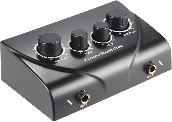 Karaoke Sound Mixer Dual Mic Inputs with Cable - Image 2