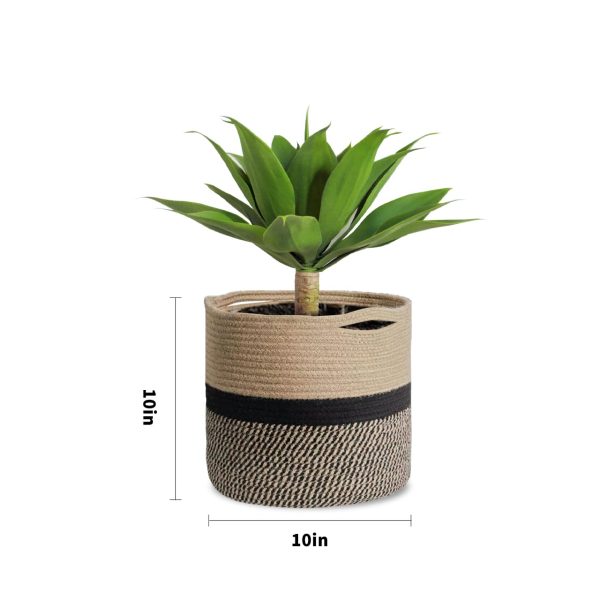 Verazhu 10" Cotton Jute Basket Small Woven Basket/ Basket Planter /Small Wicker Basket/Storage Bins/Organizer Basket for Plants&Storage (10 inch) - Image 3