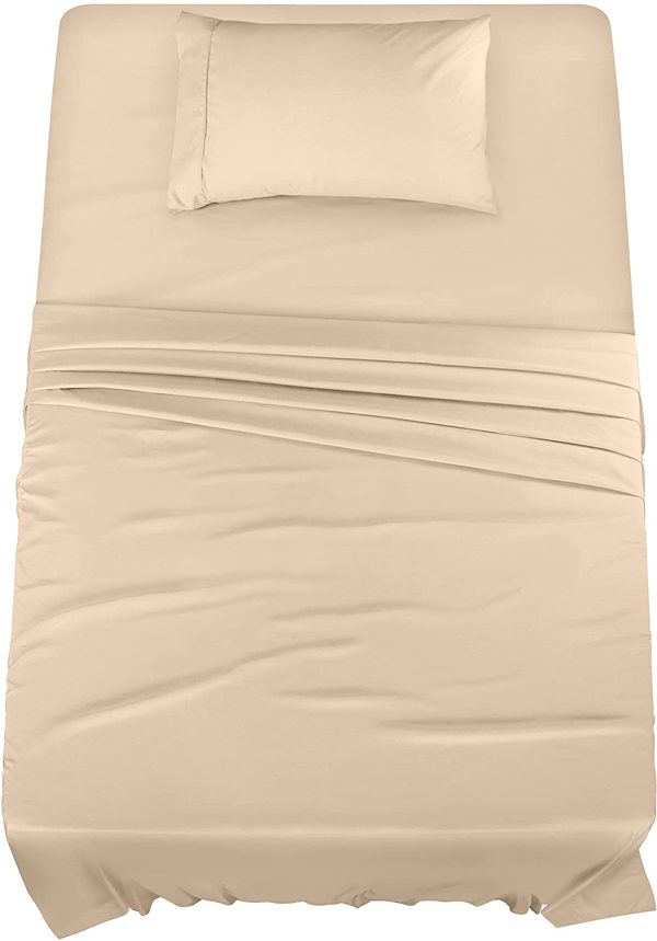 Bed Sheet Set - 3 Piece Twin XL Bedding - Soft Brushed Microfiber Fabric - Shrinkage and Fade Resistant - Easy Care (Twin XL, Beige) - Image 6